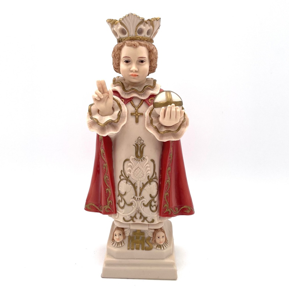 Valentino Italy Infant Jesus of Prague Statue Resin Catholic Red Gold Vintage